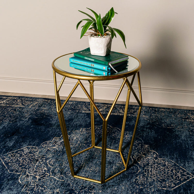 Geometric Accent Table Mirrored Gold