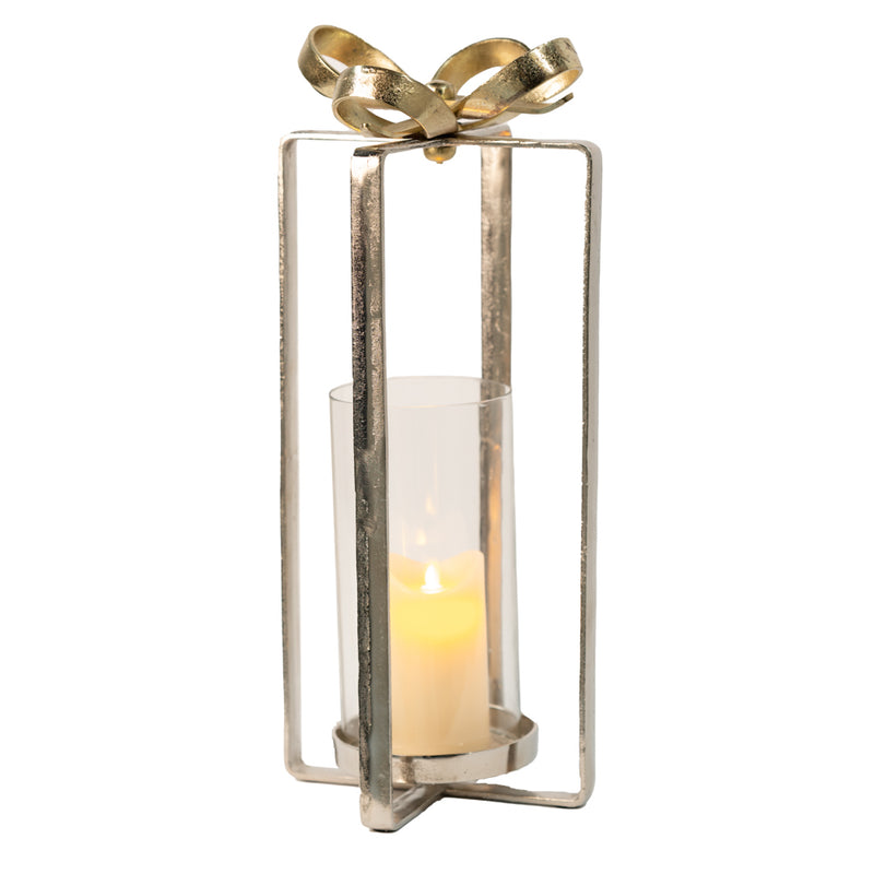 Isabel Lantern With Bow Silver/gold 56cm