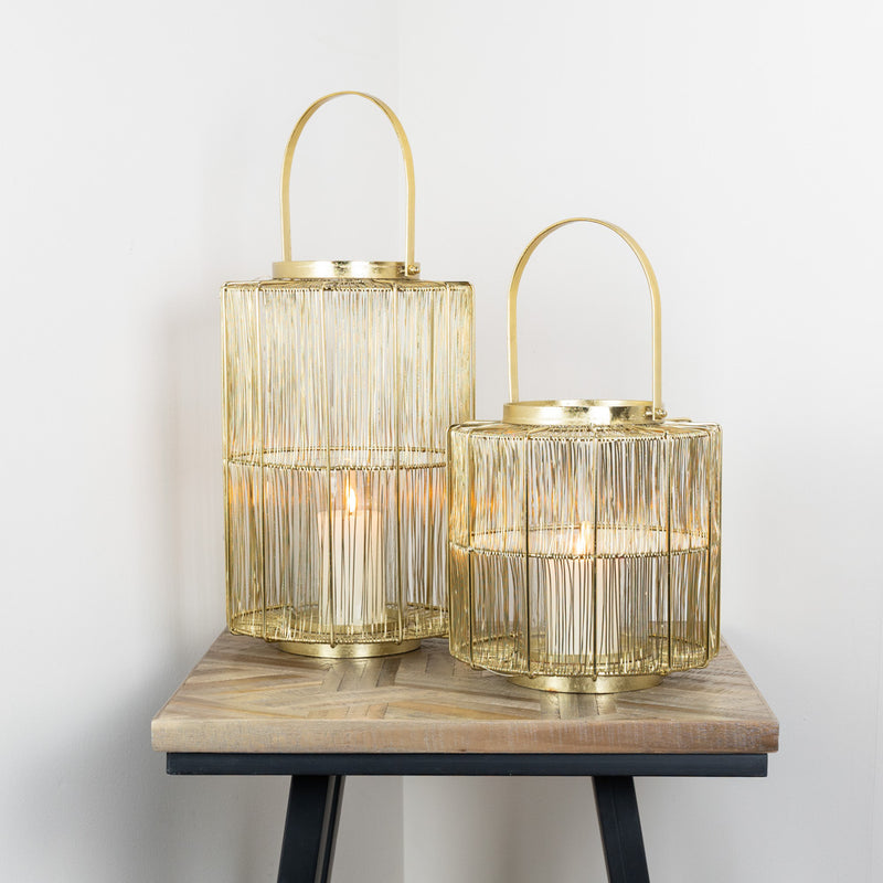 Meera Wire Lantern Gold Medium