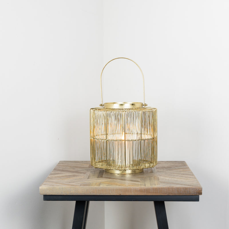 Meera Wire Lantern Gold Medium