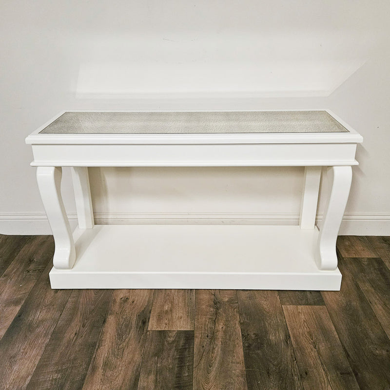 Scroll Console Table Antique Mirror Ivory 140cm