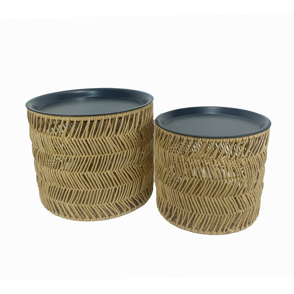 Luna Rattan S/2 Side Tables With Storage