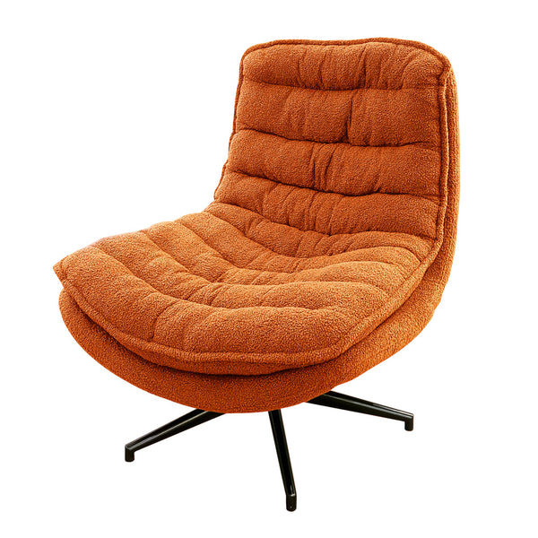Yasmine Swivel Accent Chair Boucle Rust