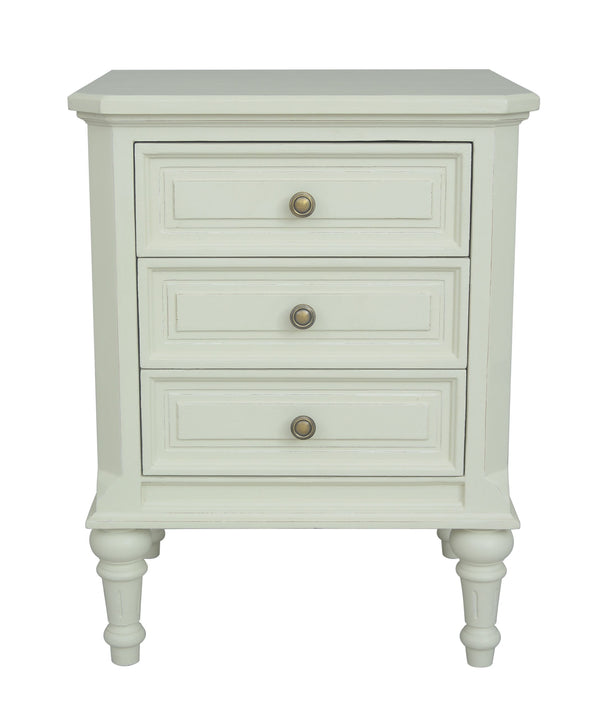 Brittany 3 Drawer Bedside - Lime White