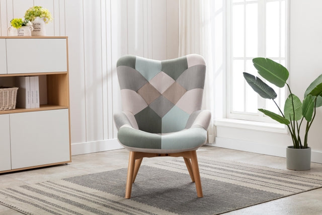 Wendy Blue Patchwork Accent Chair