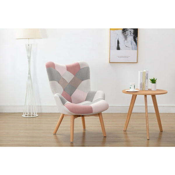 Wendy Pink Patchwork Accent Chair