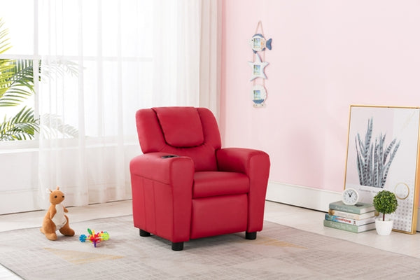 Kids Recliner with Cupholder - Red