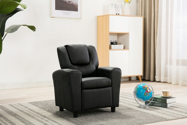 Kids Recliner With Cupholder - Black