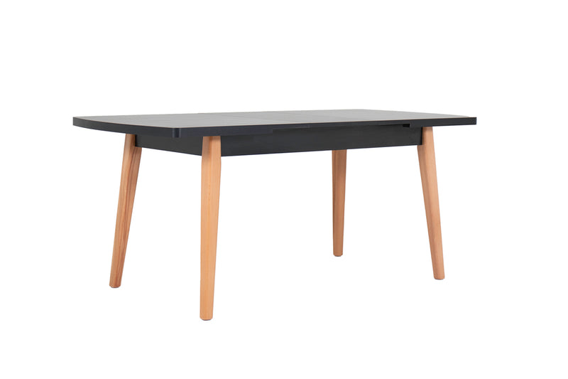 Mags Dining Table Extending 1800 - Black Top Oak Leg