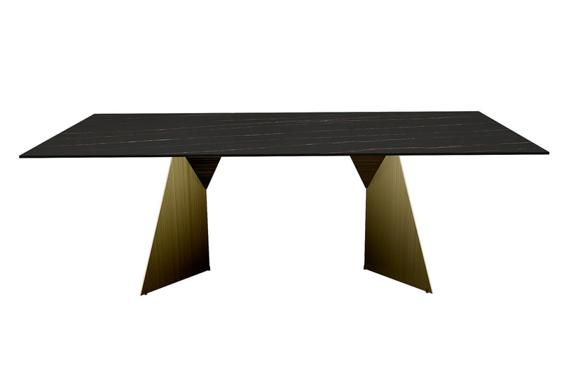 Iris Dining Table 2200 - Stone Golden Black