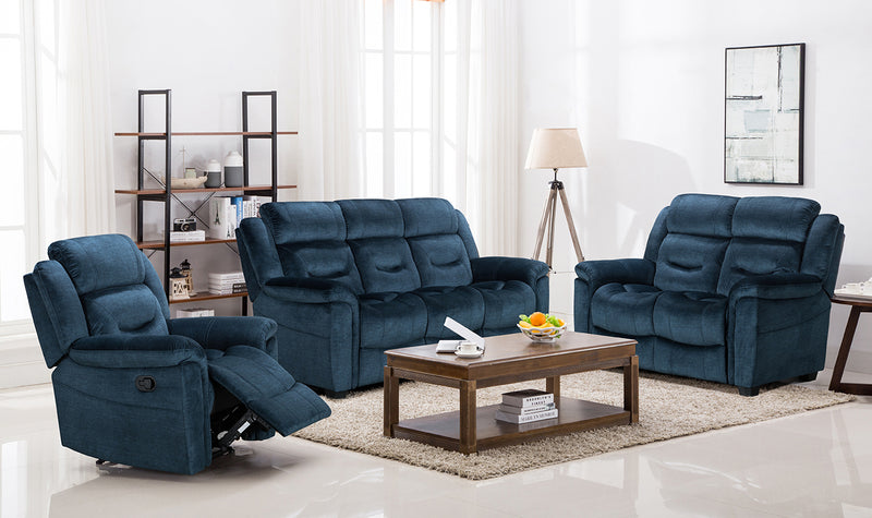 Davenport 3 Seater Fixed Sofa - Blue