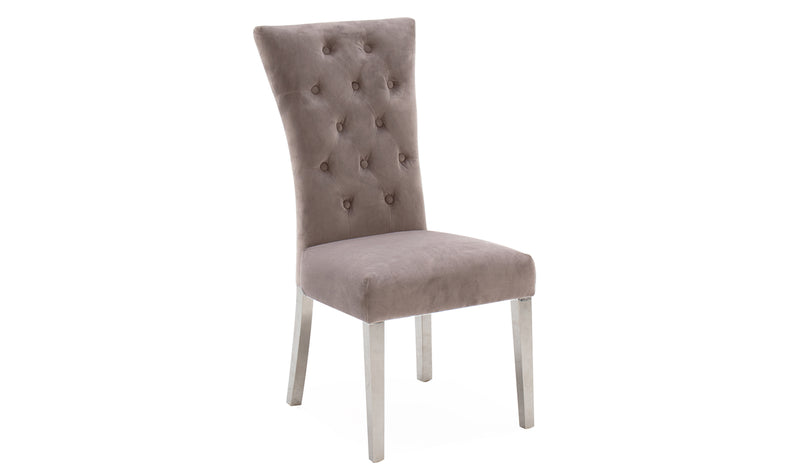 Penrose Dining Chair - Polished Stainless Steel Taupe