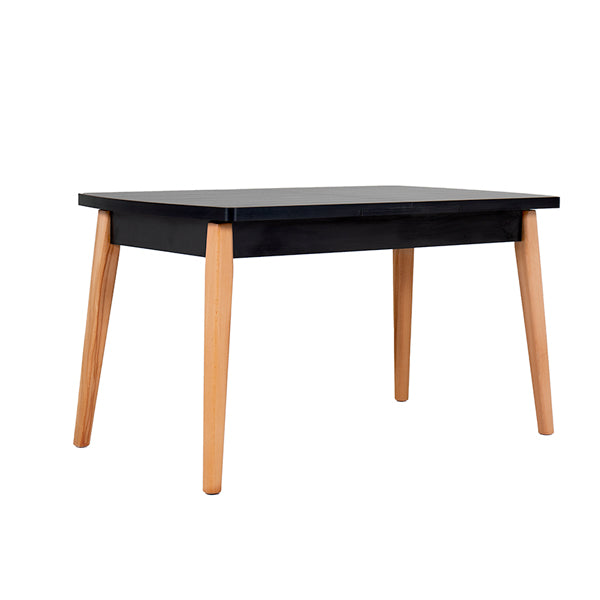 Mags Dining Table Extending 1800 - Black Top Oak Leg
