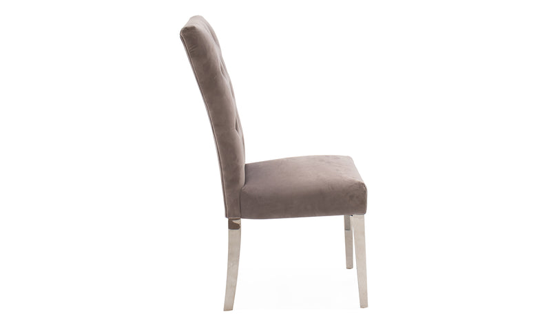 Penrose Dining Chair - Polished Stainless Steel Taupe