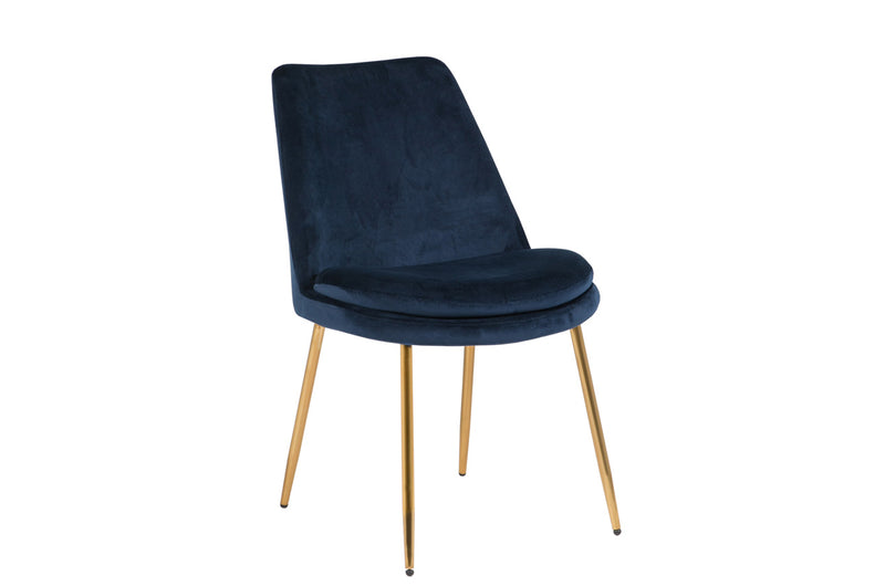 Christy Dining Chair - Dark Navy Gold Leg