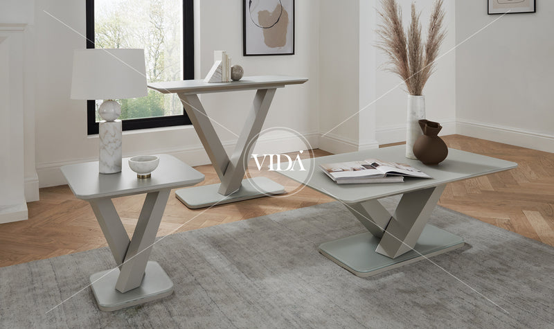 Rossbeg Lamp Table - Light Grey Matt