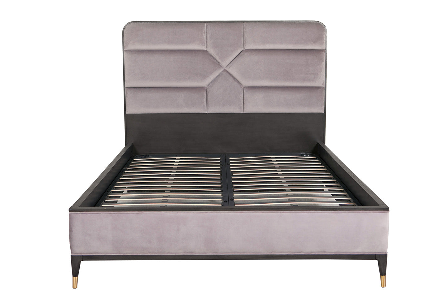 Darcy Bed 5' - Ebony Ecru Velvet