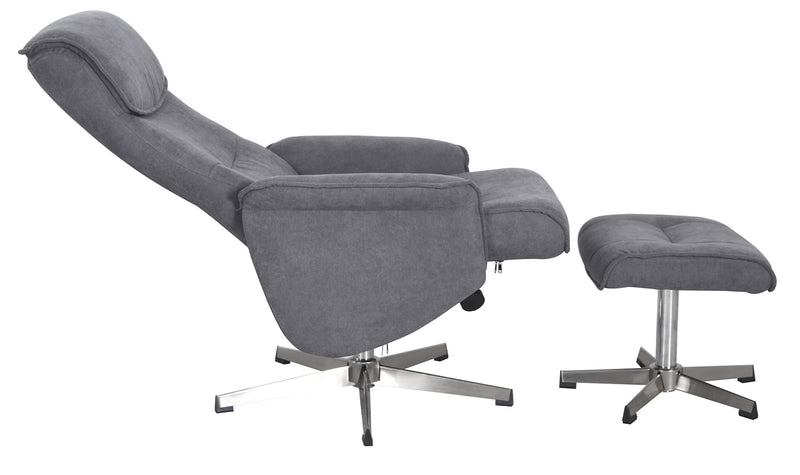 Raynard 1 Seater Recliner with Footstool - Grey