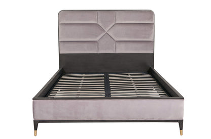 Darcy Bed 5' - Ebony Ecru Velvet