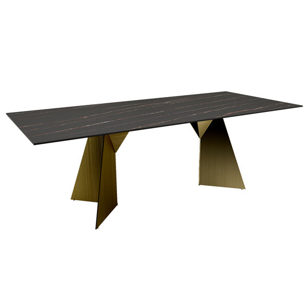 Iris Dining Table 2200 - Stone Golden Black