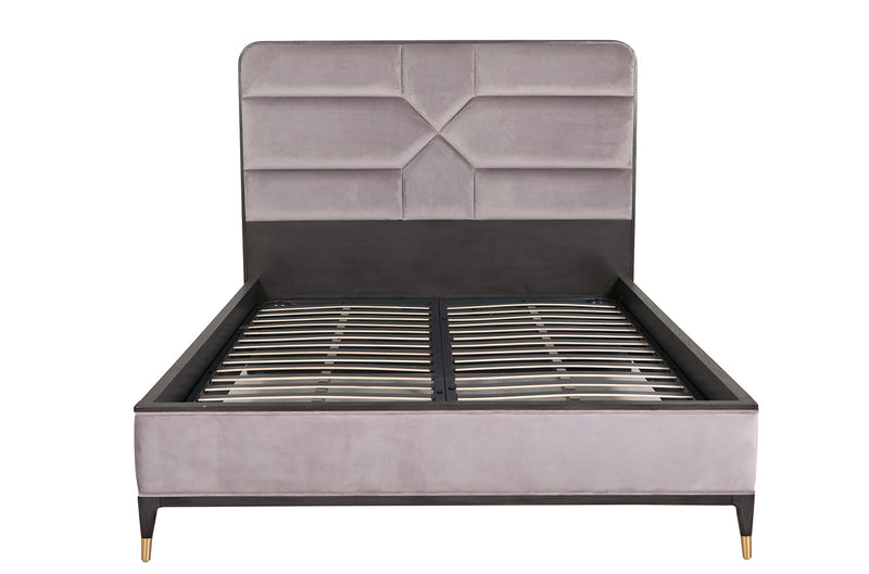 Darcy Bed 6' - Ebony Ecru Velvet