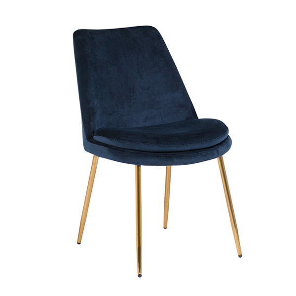 Christy Dining Chair - Dark Navy Gold Leg
