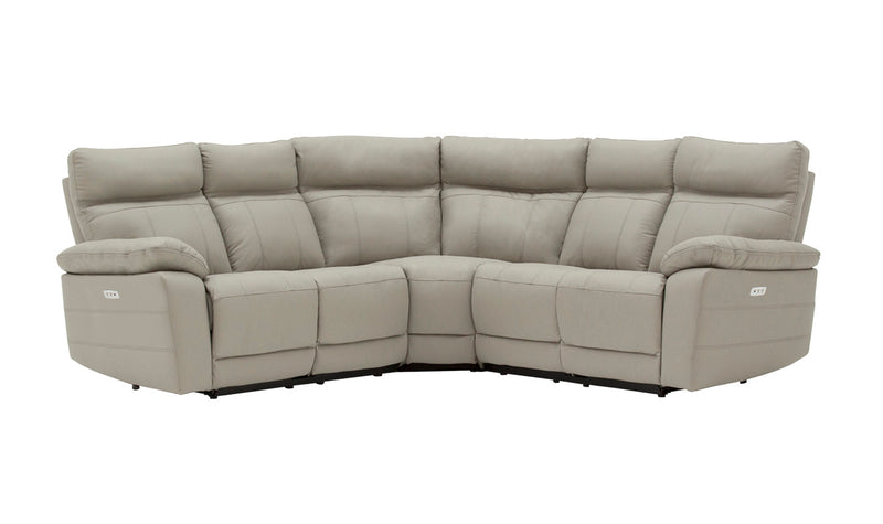 Compiano Corner Group Electric Reclining Sofa - Light Grey