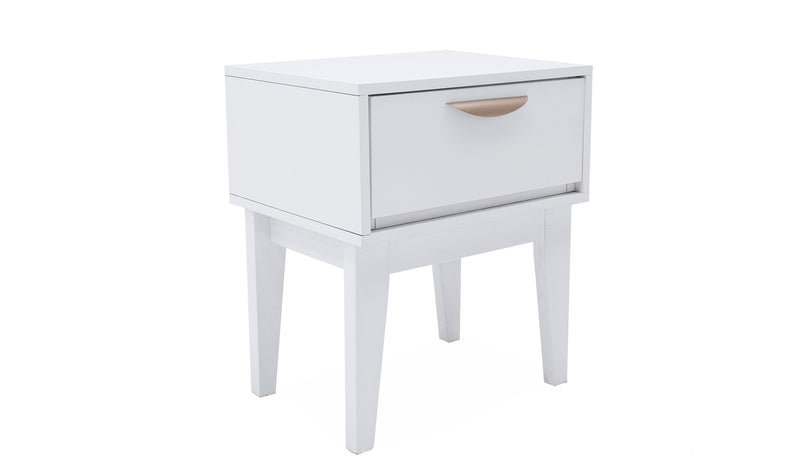 Lush Bedside Table - 1 Drawer - White