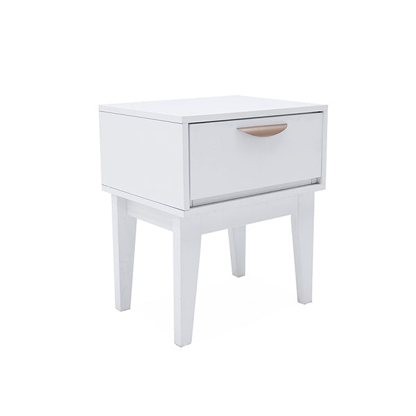 Lush Bedside Table - 1 Drawer - White