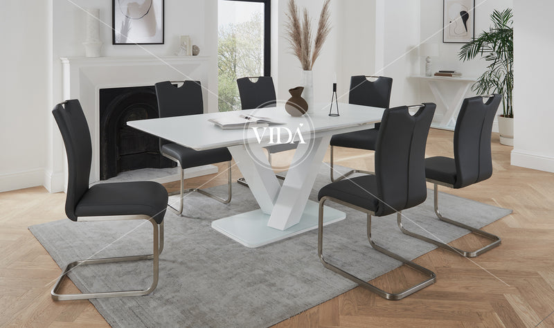 Rossbeg Dining Table Ext - White Gloss 1600/2000