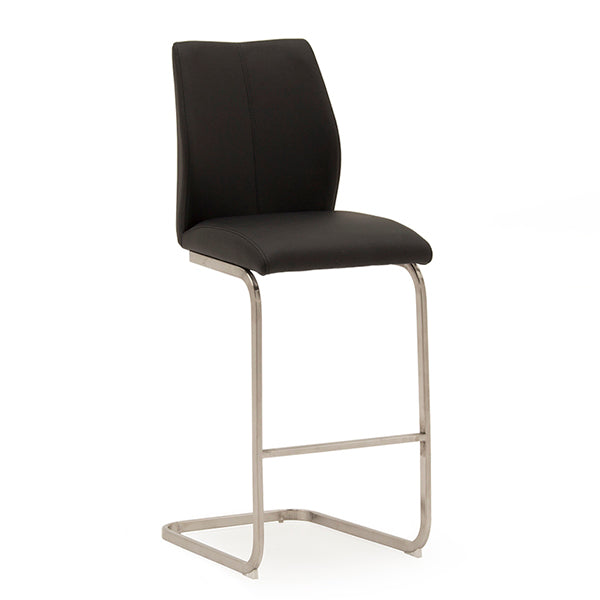 Wilma Bar Chair - Brushed Steel Black