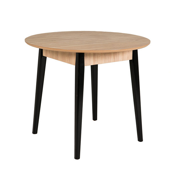 Lucy Dining Table - Round 900 Oak Top Black Leg