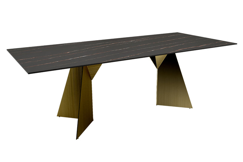 Iris Dining Table 2200 - Stone Golden Black