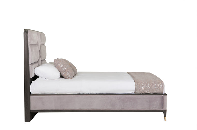 Darcy Bed 6' - Ebony Ecru Velvet