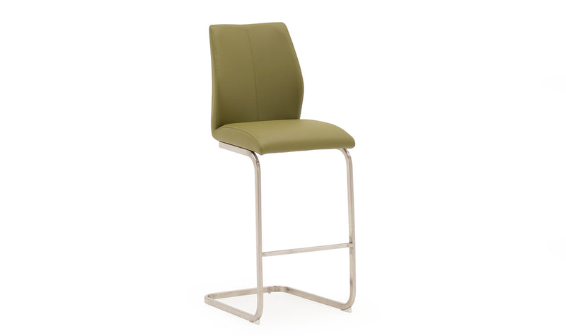 Wilma Bar Chair - Brushed Steel Olive