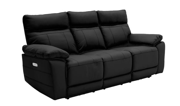 Compiano 3 Seater Electric Reclining Sofa - Black