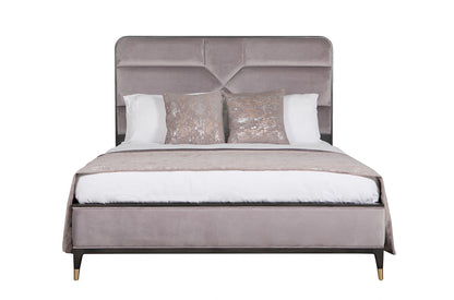 Darcy Bed 5' - Ebony Ecru Velvet