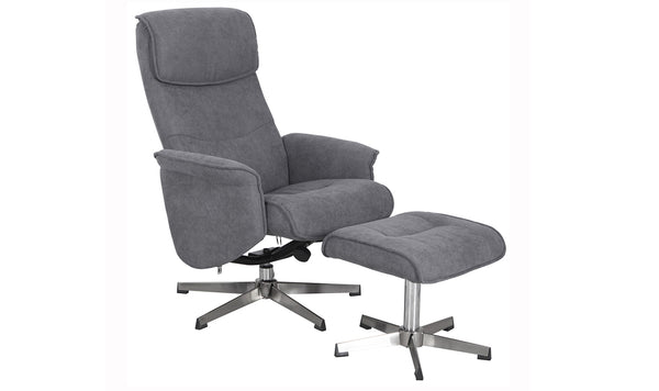 Raynard 1 Seater Recliner with Footstool - Grey
