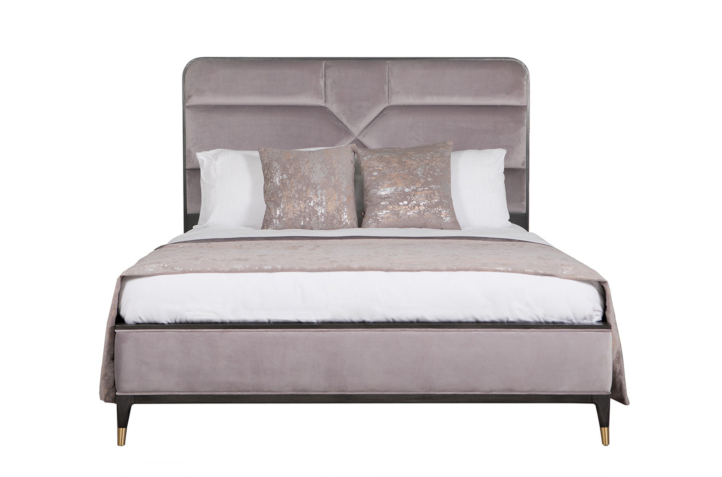 Darcy Bed 5' - Ebony Ecru Velvet