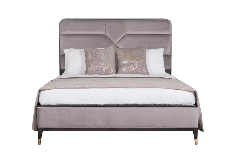 Darcy Bed 6' - Ebony Ecru Velvet