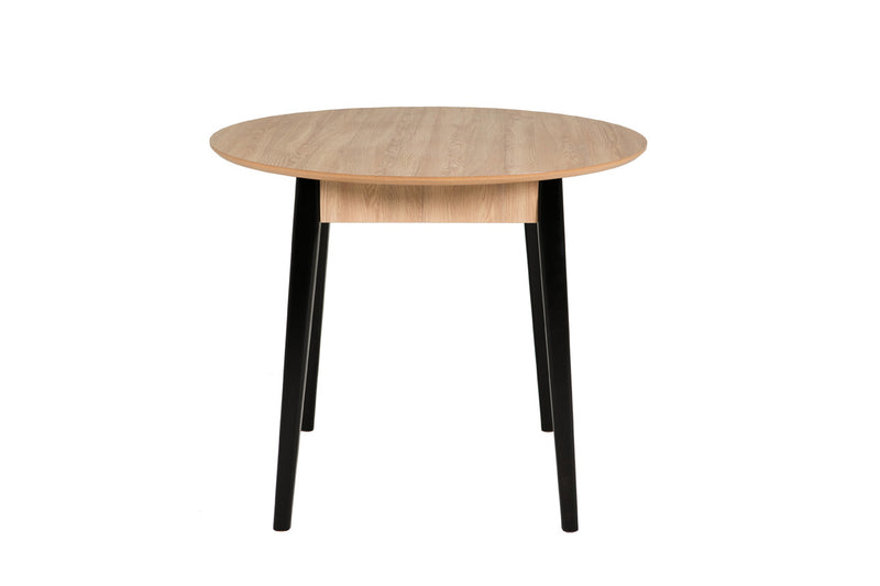 Lucy Dining Table - Round 900 Oak Top Black Leg