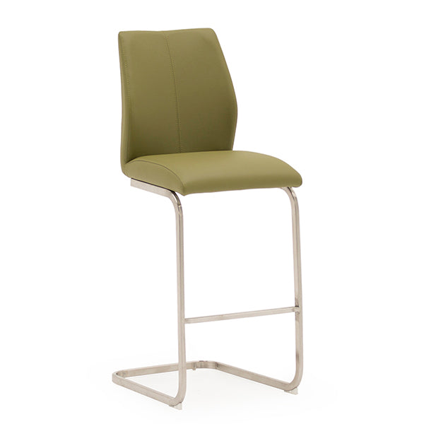 Wilma Bar Chair - Brushed Steel Olive