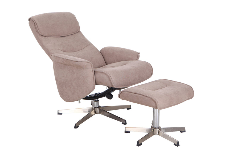 Raynard 1 Seater Recliner with Footstool - Sand