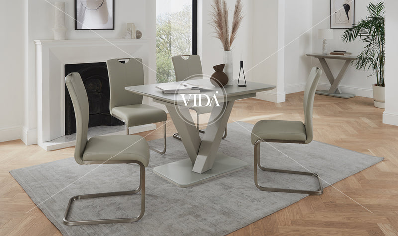Rossbeg Dining Table Ext - Light Grey Matt 1200/1600