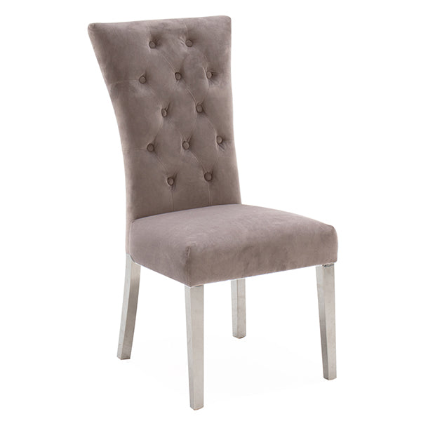 Penrose Dining Chair - Polished Stainless Steel Taupe